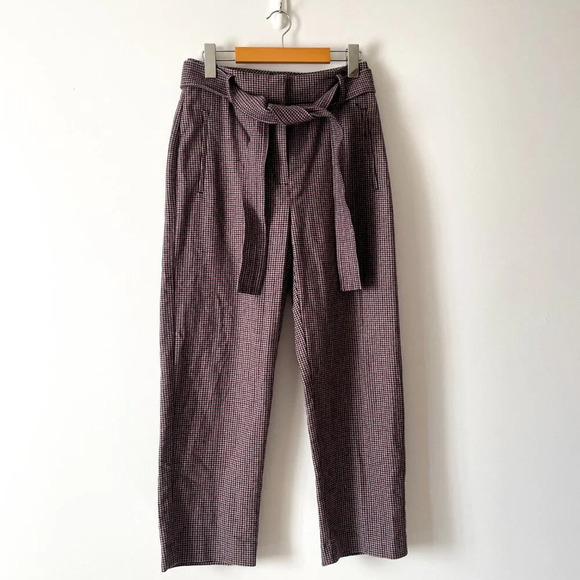 Aritzia Wilfred The New Tie-Front Wool Cashmere Jallade Pant Eliot Plaid Size 4 - Picture 4 of 9